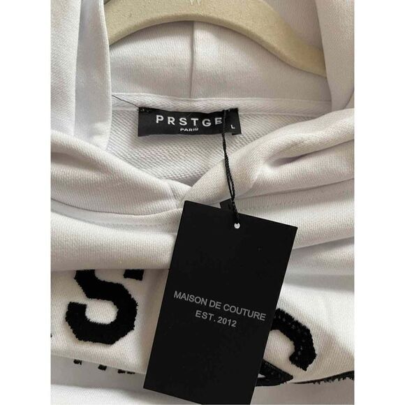 PRSTGE Paris Mens Patche Hoodie (White) Size L NWT - Picture 3 of 8
